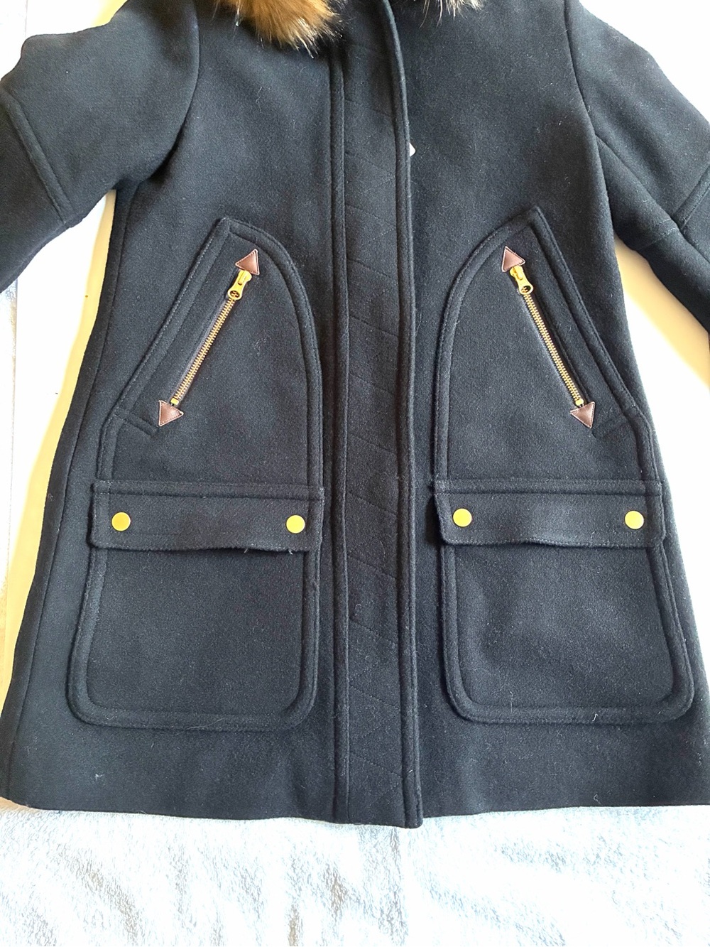 J.Crew Women’s Chateau parka in Italian stadium-cloth wool.Navy.P00.NWT.